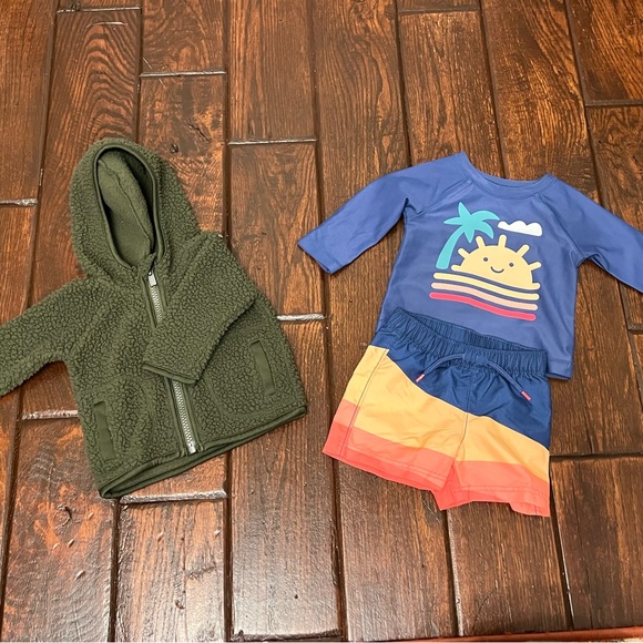 3-6 Month Baby Boy Bundle: bodysuits, pants, jacket and swimsuit - Picture 3 of 4